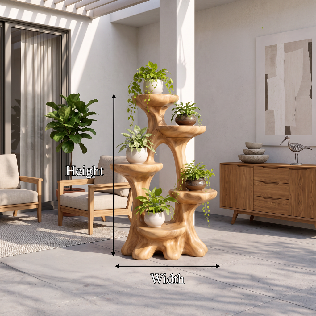 Sculptural Organic Plant Stand - solid wood plant stand, view 8