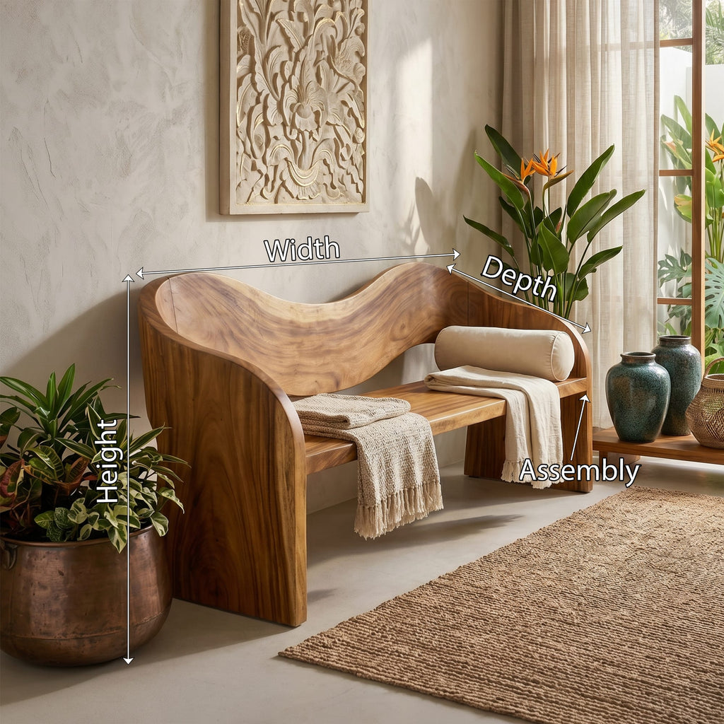 Contemporary Accent Bench Residence, solid wood, built to order