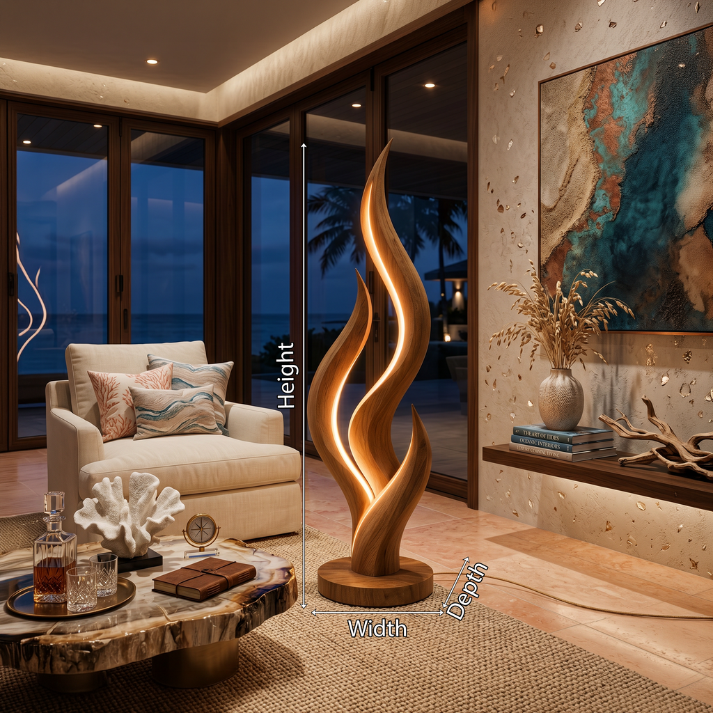Modern Flow Curve Lamp, solid wood, built to order, view 8