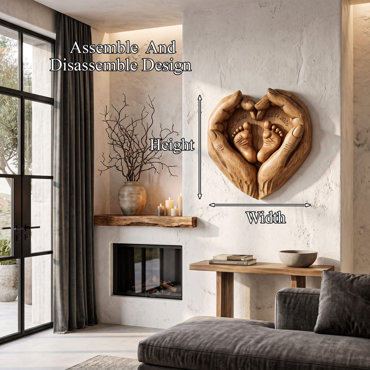 Rustic Baby Birth Keepsake Wall Art with Custom Name Design, solid wood, built to order