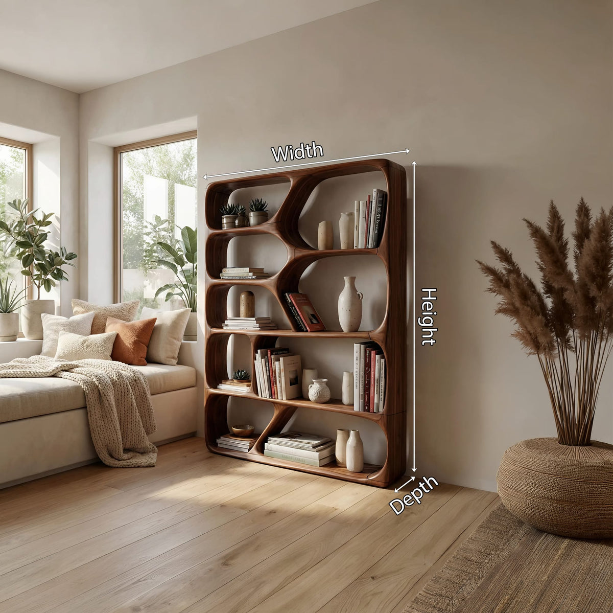 Mid Century Modern Bookcase, solid wood, built to order
