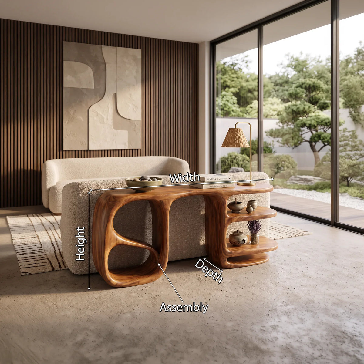 Organic Double Loop Console, solid wood, built to order