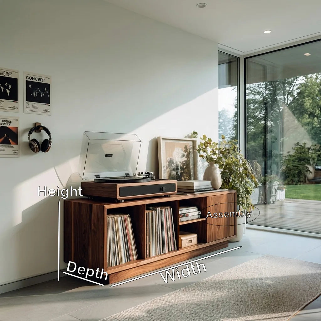 Minimalist Record Player Cabinet, solid wood, built to order, view 8
