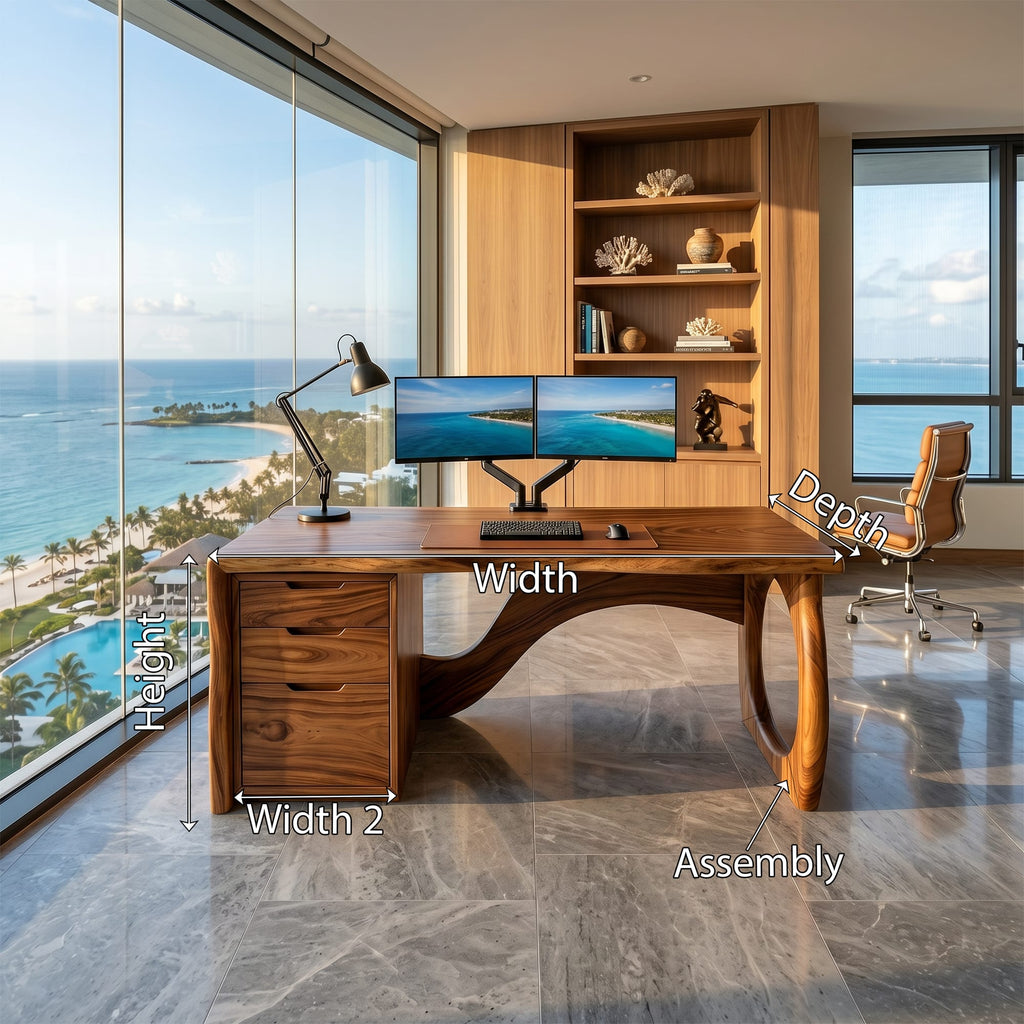 Contemporary Executive Desk Designer Workspace, solid wood, built to order