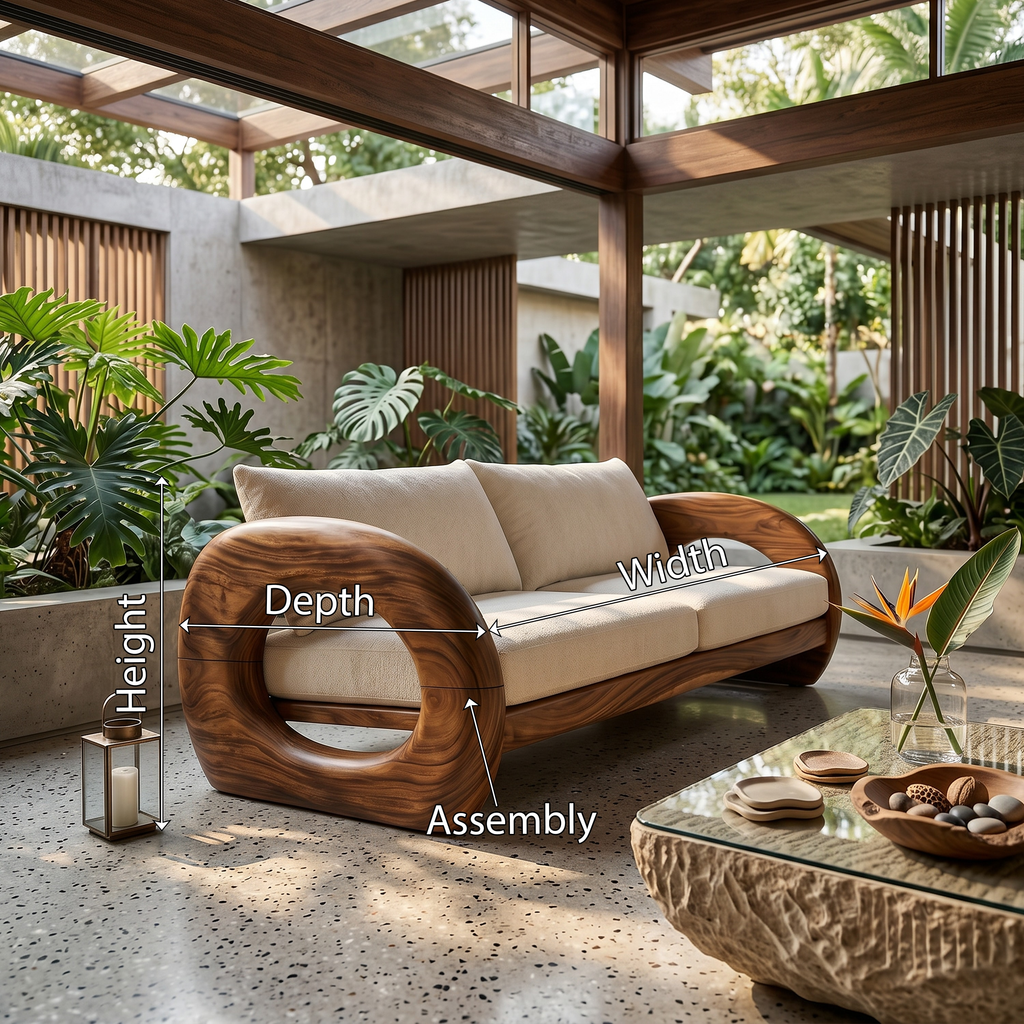 Tropical Organic Wooden Sofa Resort Lounge Space, solid wood, built to order, view 8