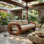 Tropical Organic Wooden Sofa Resort Lounge Space, solid wood, built to order, view 8