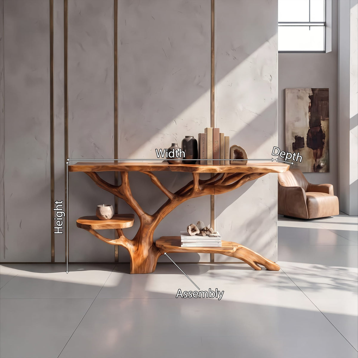 Solid Live Edge Slab Console Table