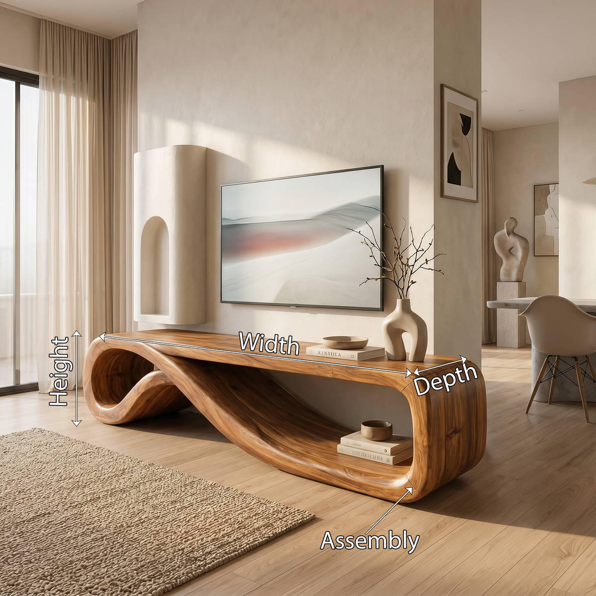 Modern Entertainment Center Sculptural Furniture, solid wood, built to order, view 8