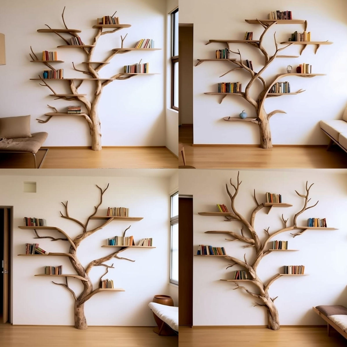 Artistic Wild Mulberry Tree Bookshelf, solid wood, built to order