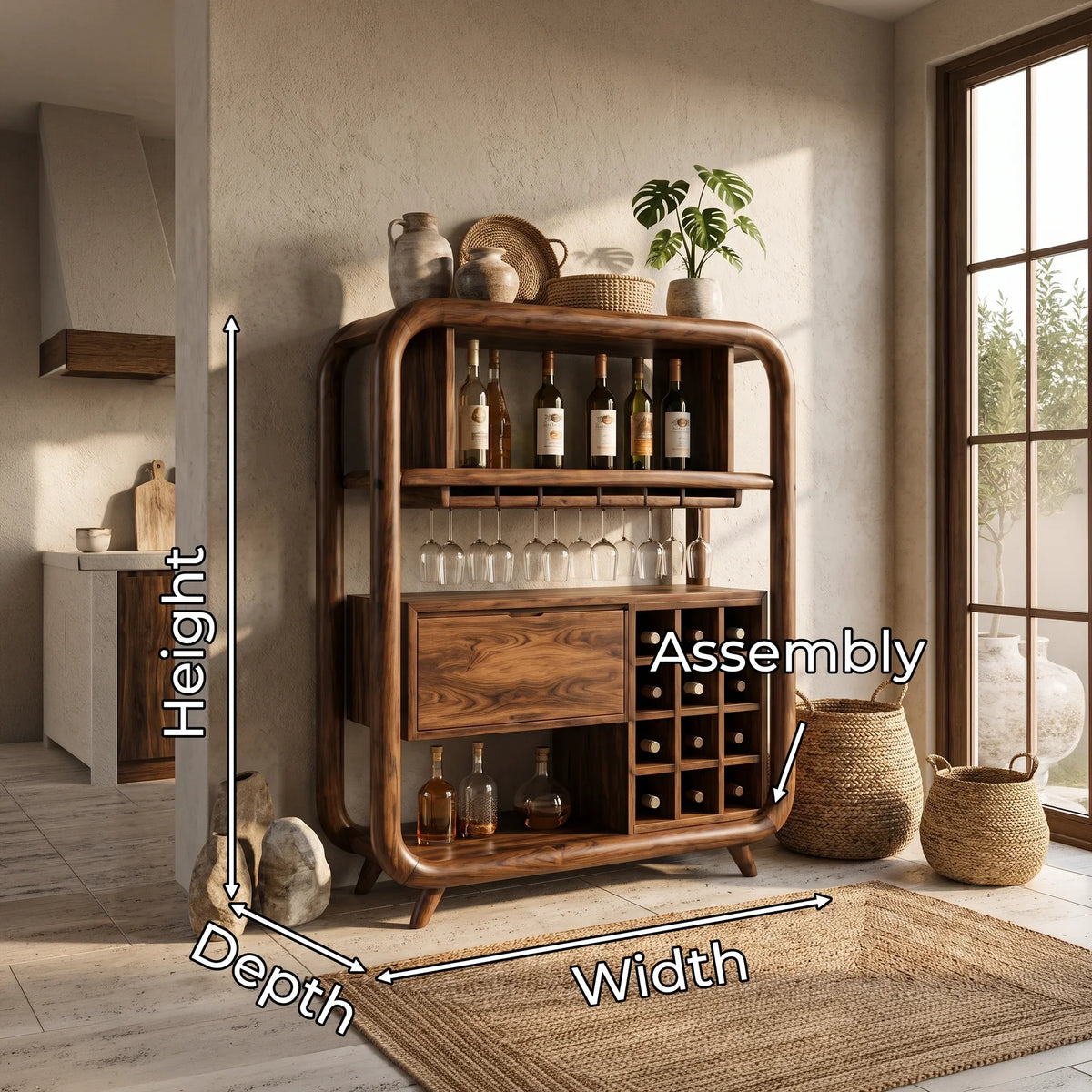 Organic Modern Wine Storage Cabinet Dining Room, solid wood, built to order, view 2