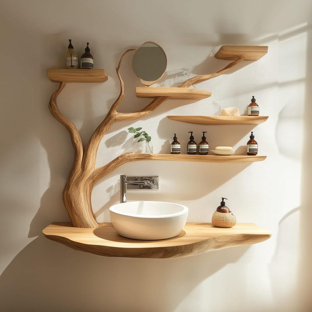 Custom Rustic Bathroom Vanity Sink Shelf Bathroom, solid wood, built to order