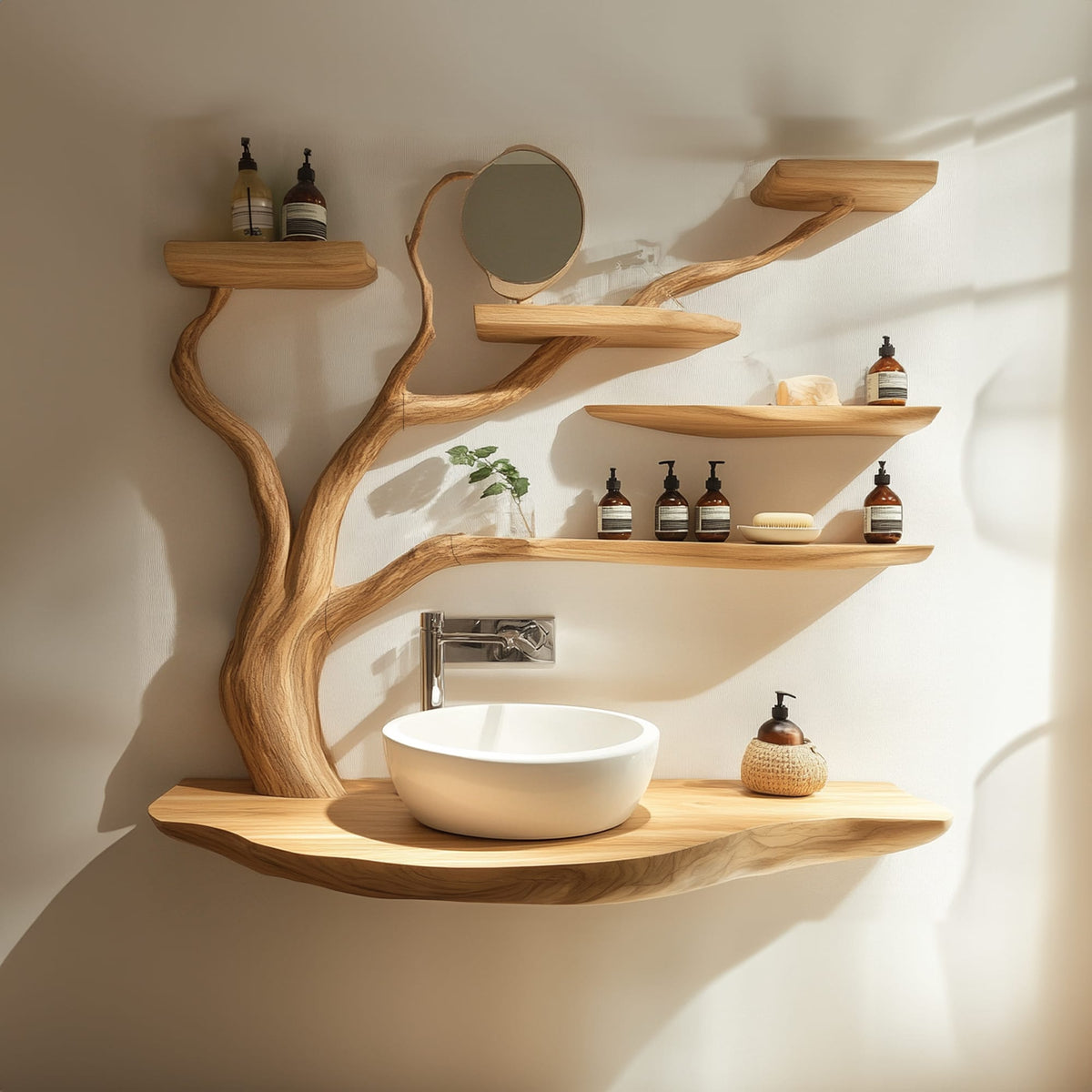 Custom Rustic Bathroom Vanity Sink Shelf Bathroom, solid wood, built to order