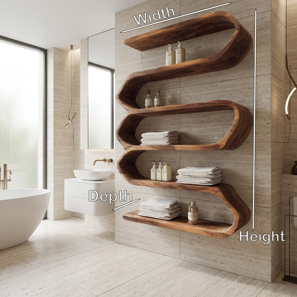 Organic Natural Bathroom Shelf for Spa Style, solid wood, built to order, view 8