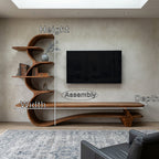 Organic Wood TV Stand with Side Curved Shelf, solid wood, built to order, view 8