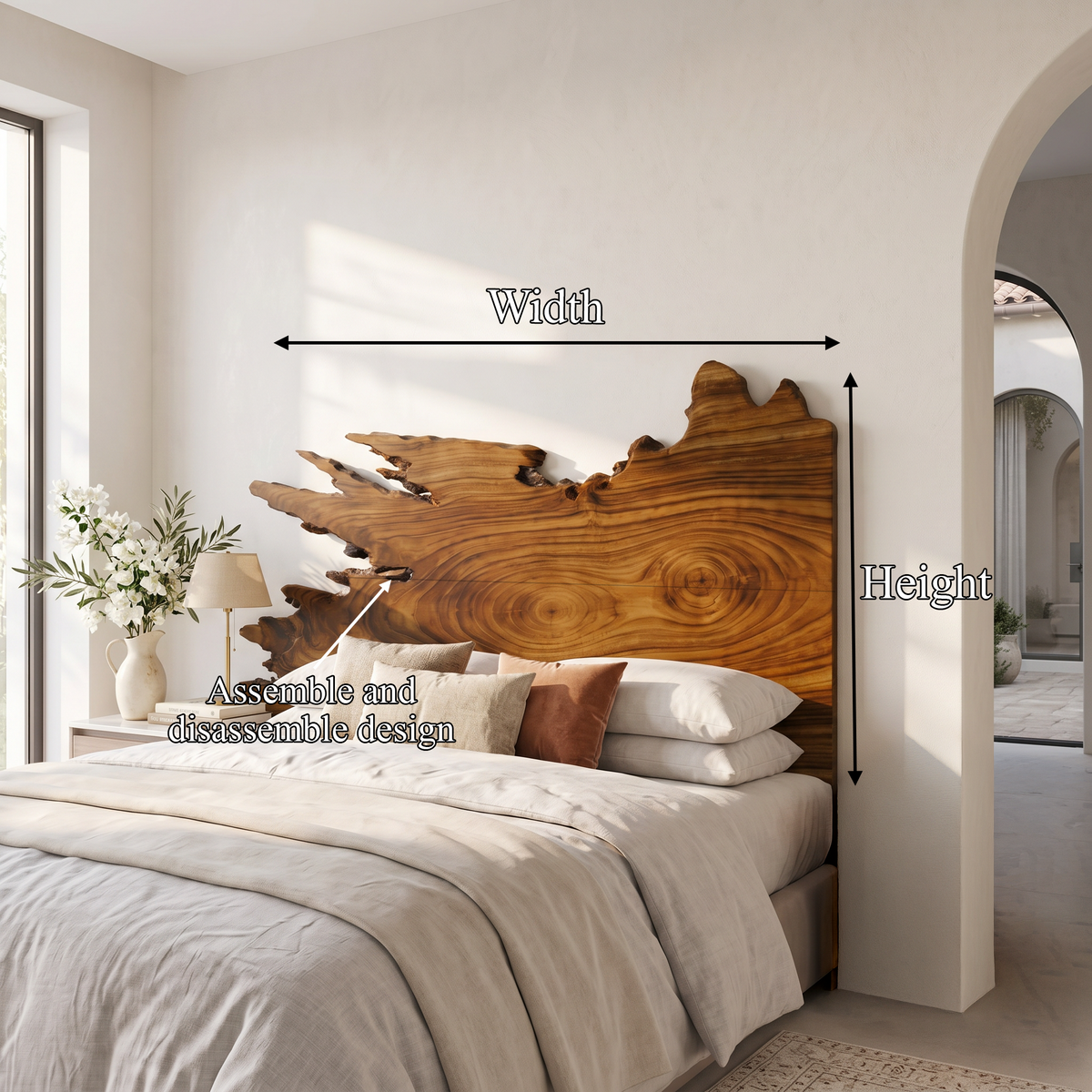 Organic Split Edge Headboard Wooden Bed Headboard, solid wood, built to order, view 8
