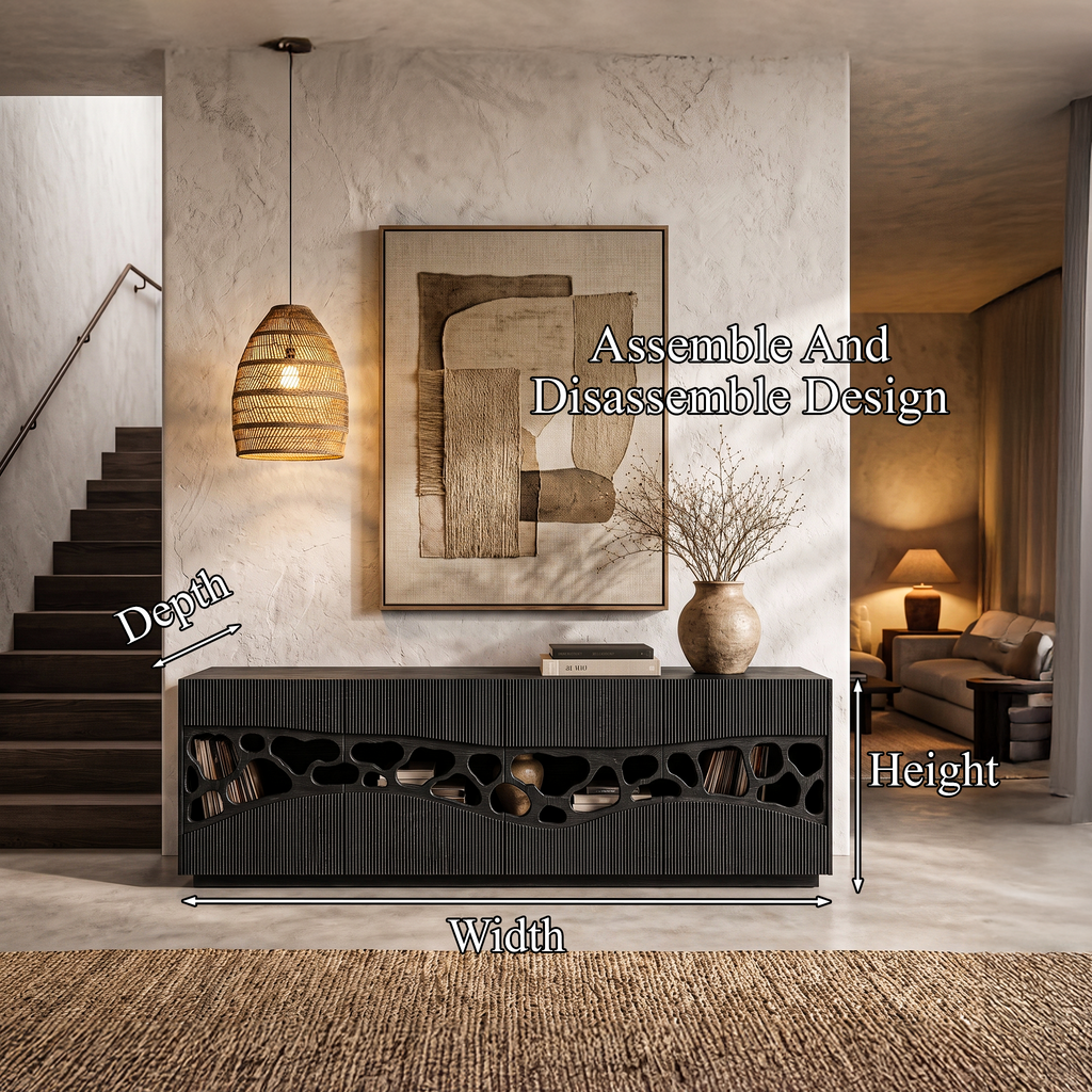 Contemporary Sideboard with Organic Cutout Design, solid wood, built to order, view 8