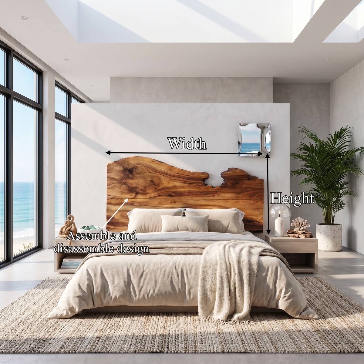 Contemporary Live Edge Headboard Bed Headboard, solid wood, built to order, view 8