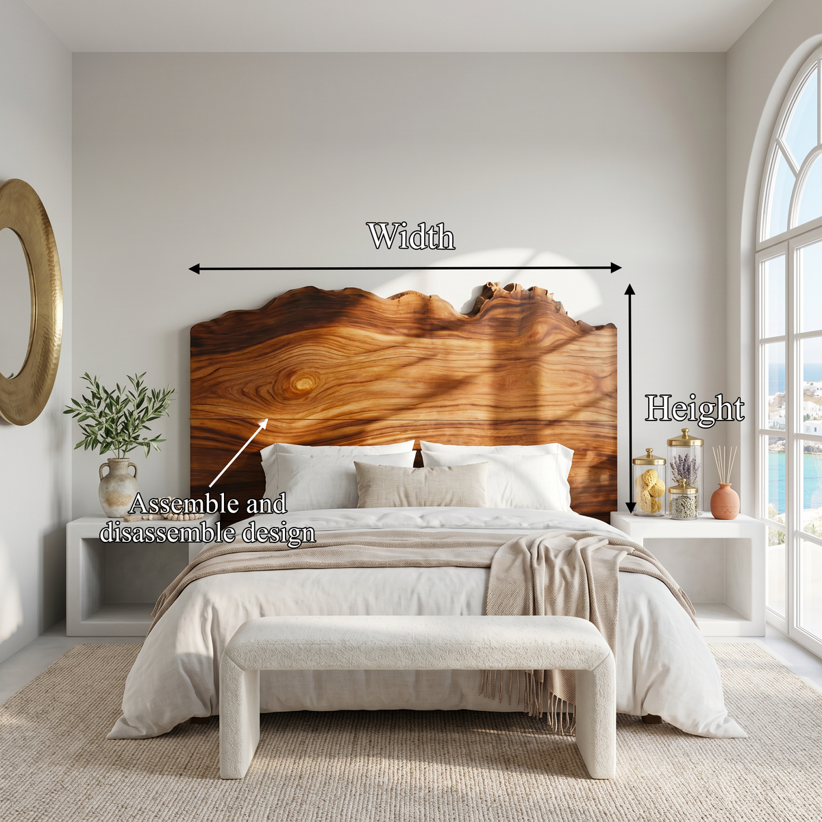 Organic Natural Edge Headboard Bed Headboard, solid wood, built to order, view 8