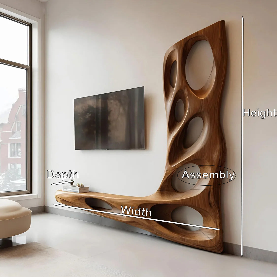 Sculptural Floating Entertainment TV Cabinet