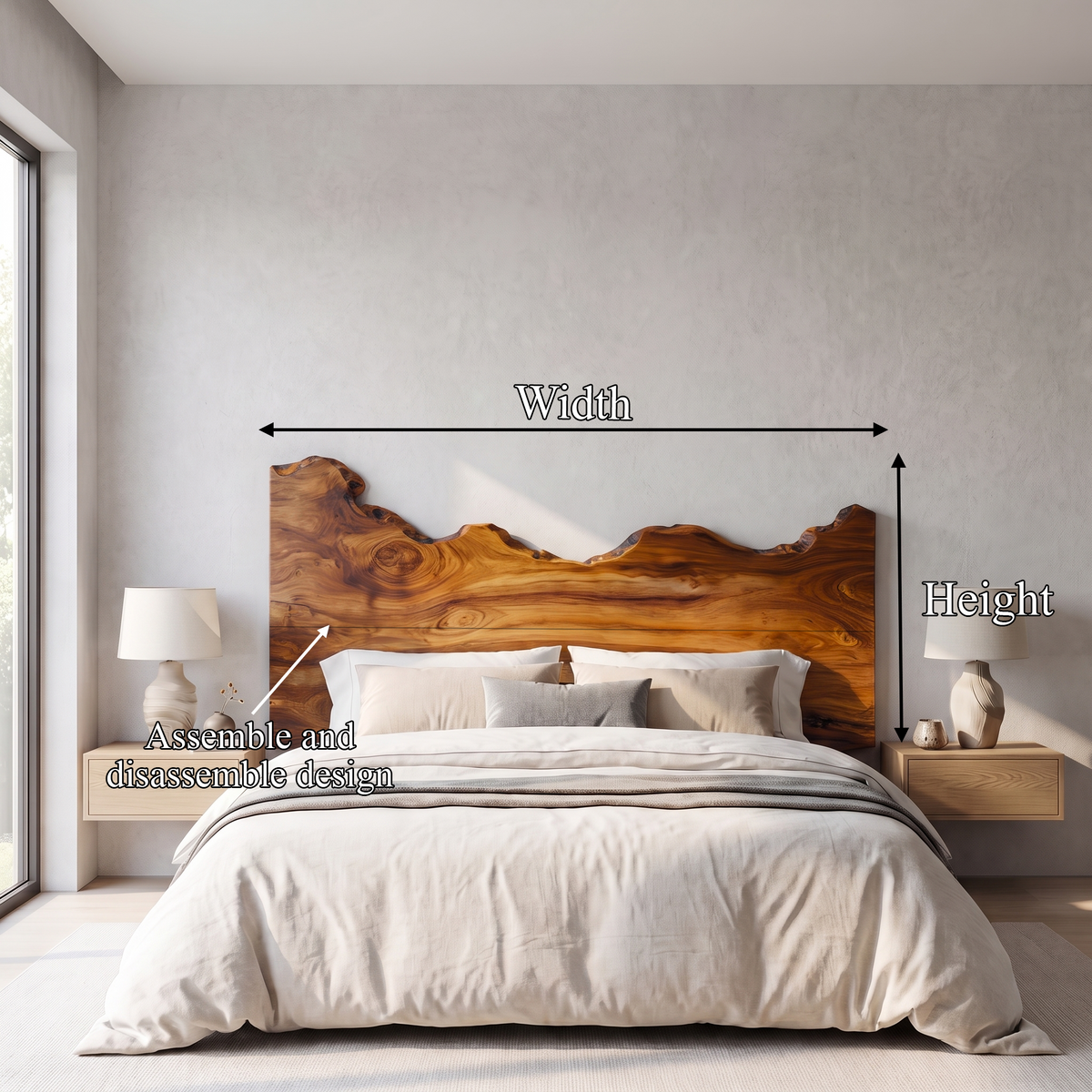 Contemporary Live Edge Headboard, solid wood, built to order, view 8