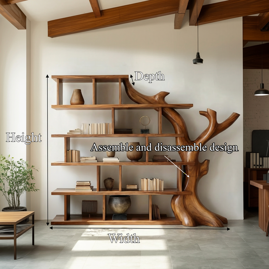 Organic Tree Bookshelf, solid wood, built to order, view 8