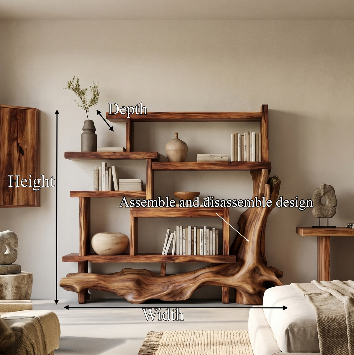 Organic Wood Display Shelf, solid wood, built to order, view 8