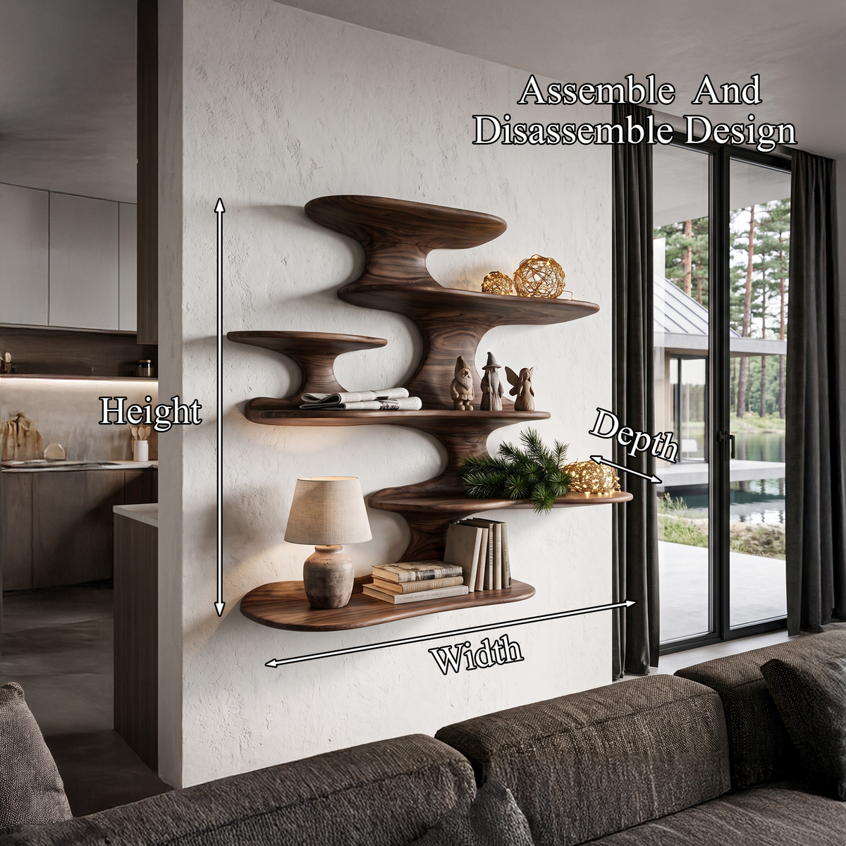 Minimalist Floating Shelf Design, solid wood, built to order, view 8