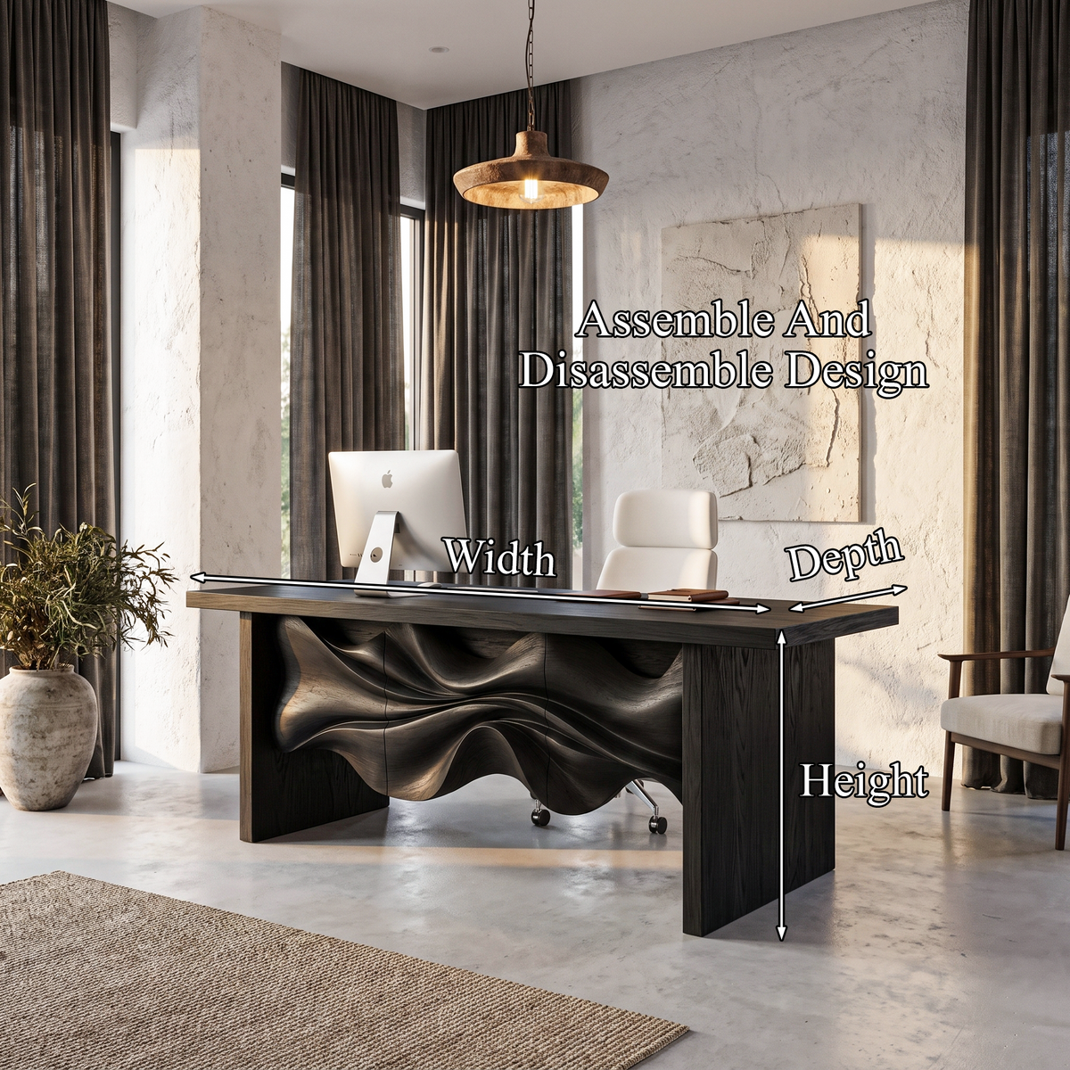 Minimalist Writing Desk Storage Design, solid wood, built to order, view 8