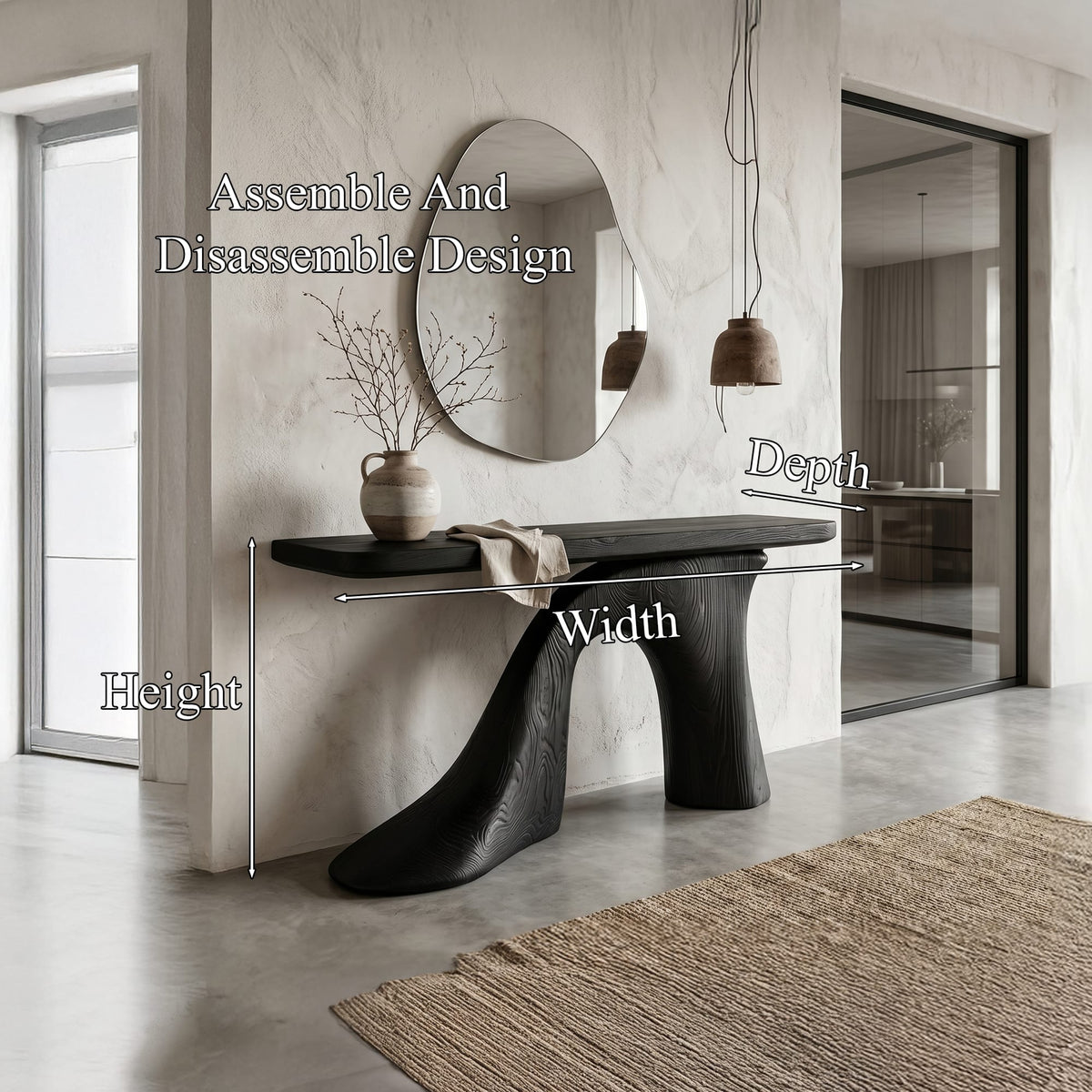 Modern Sculptural Foyer Console Table
