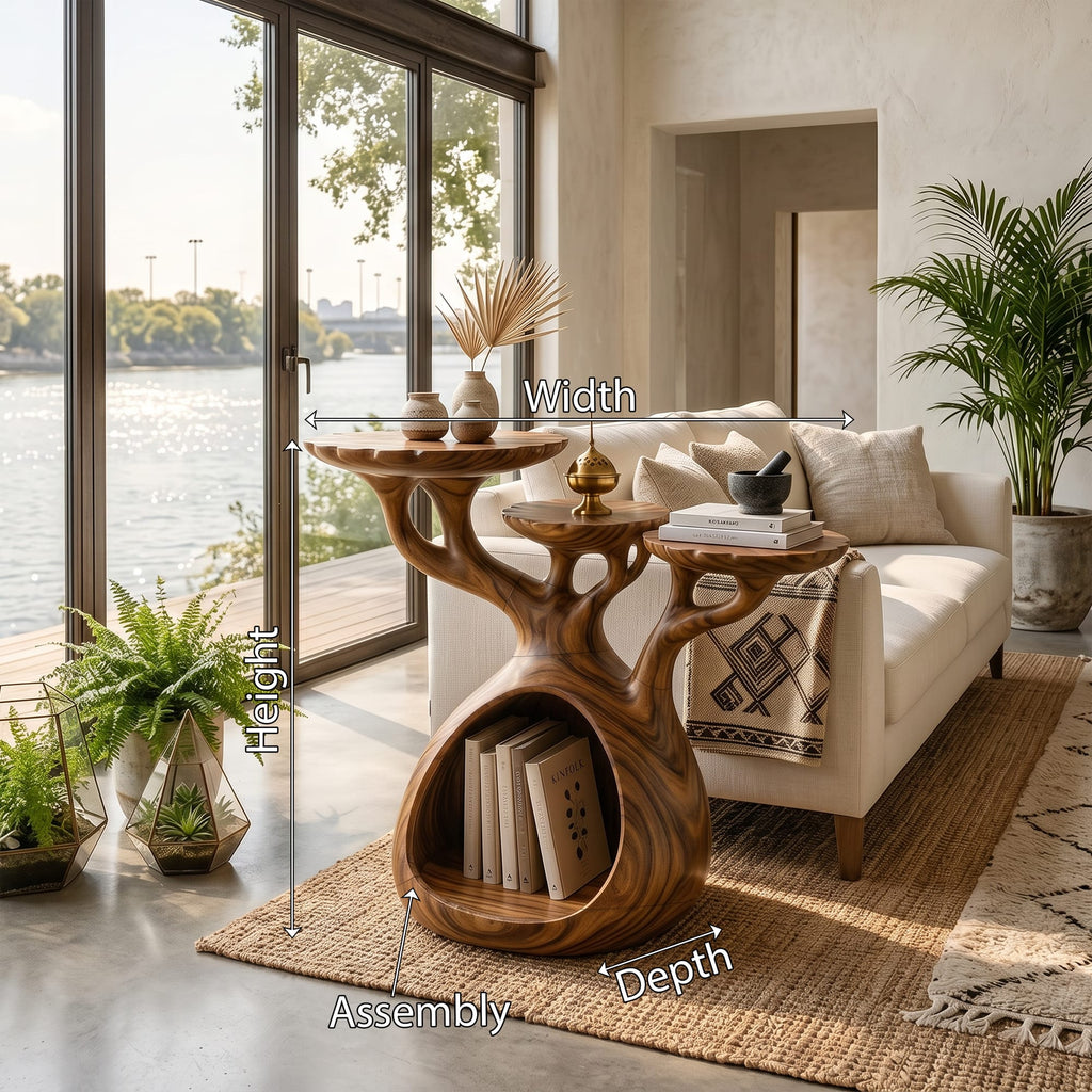 Japandi Multi Level Side Table Lakeside Living Room, solid wood, built to order