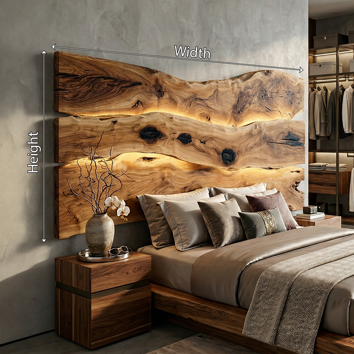 Modern Live Edge Headboard, solid wood, built to order, view 8