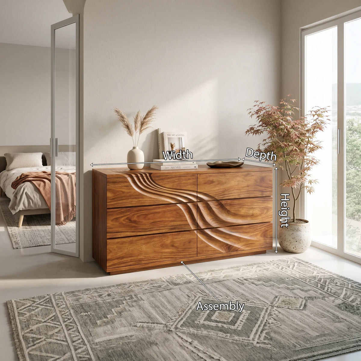 Organic Sculpted Dresser Table, solid wood, built to order, view 8
