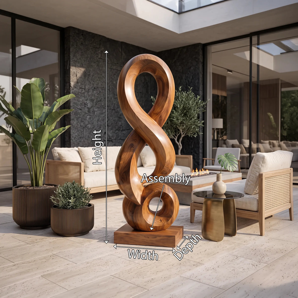 Abstract Sculpture, solid wood, built to order, view 8