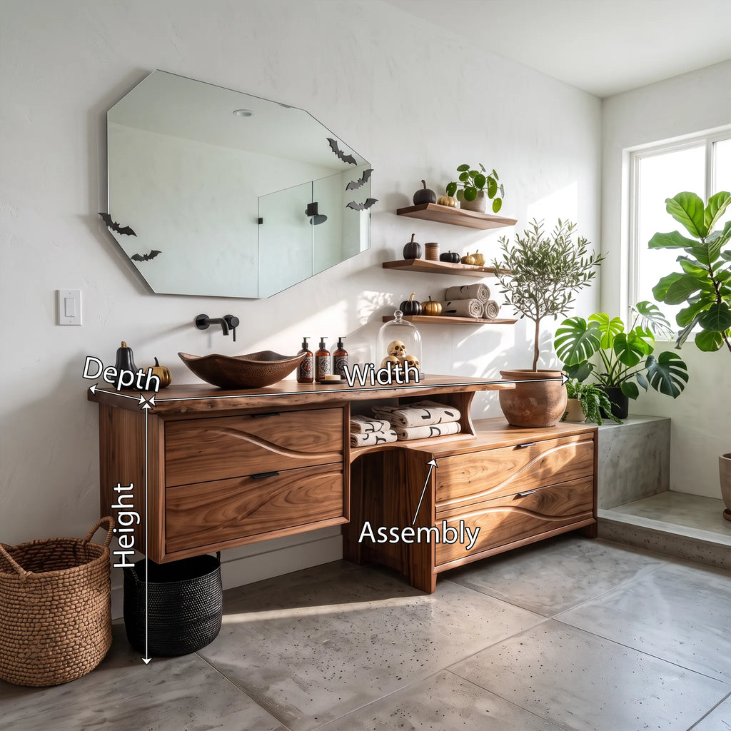 Organic Floating Bathroom Vanity Modern Bathroom, solid wood, built to order