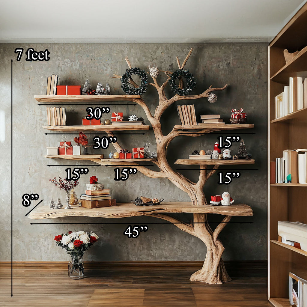 Tree Branch Shelf Driftwood Bookshelf Decor, solid wood, built to order