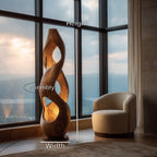 Contemporary Twisted Floor Lamp with Sculptural Hollow, solid wood, built to order, view 8