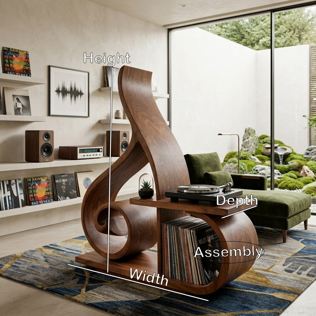 Contemporary Sculptural Record Player Stand, solid wood, built to order, view 8