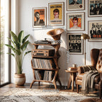 Mid Century Vinyl Cabinet, solid wood, built to order