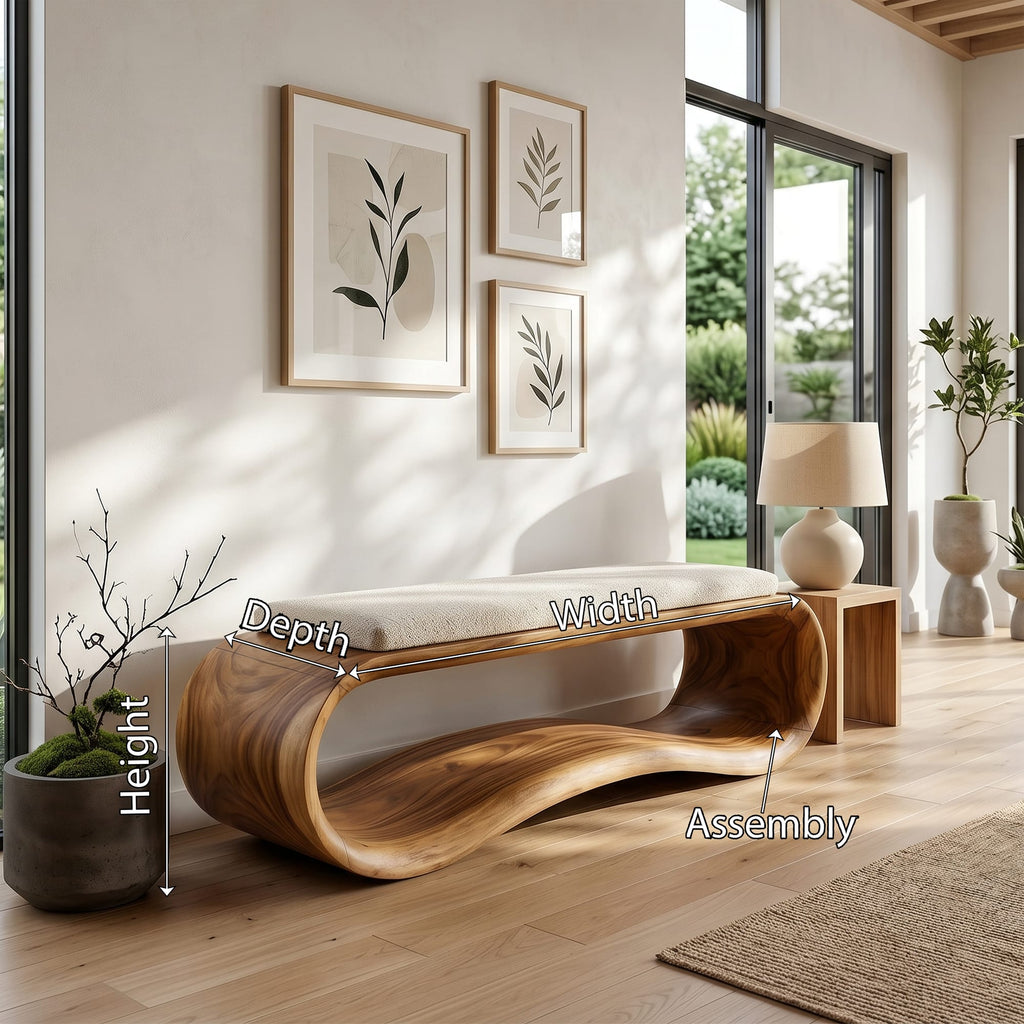 Wooden Accent Bench Villa, solid wood, built to order