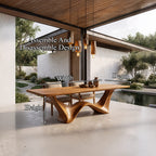 Contemporary Dining Table with Architectural Wave Design, solid wood, built to order