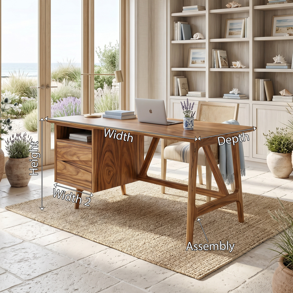 Live Edge Executive Desk Coastal Workspace, solid wood, built to order, view 8