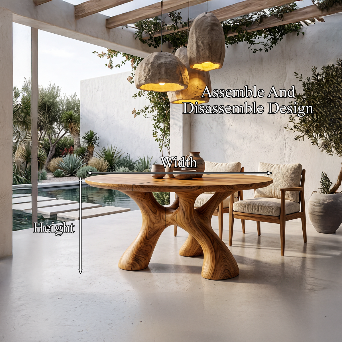 Organic Round Dining Table with Sculptural Infinity Design, solid wood, built to order, view 8