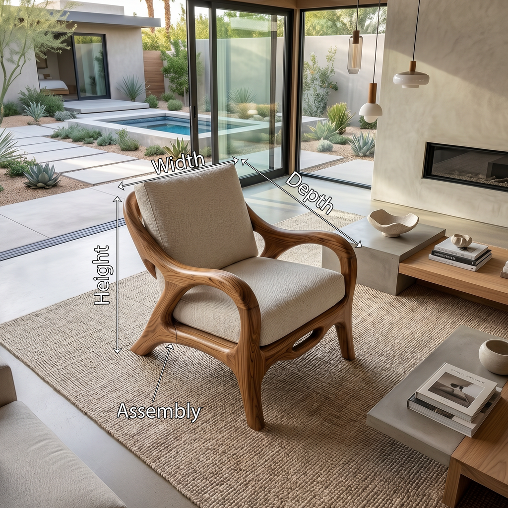 Organic Modern Sculptural Lounge Chair Living Room, solid wood, built to order, view 8
