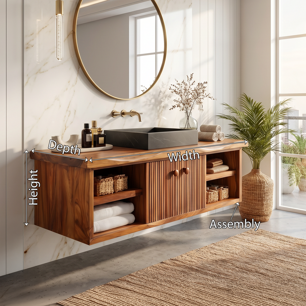 Minimalist Vanity Cabinet Bright Bathroom, solid wood, built to order, view 8