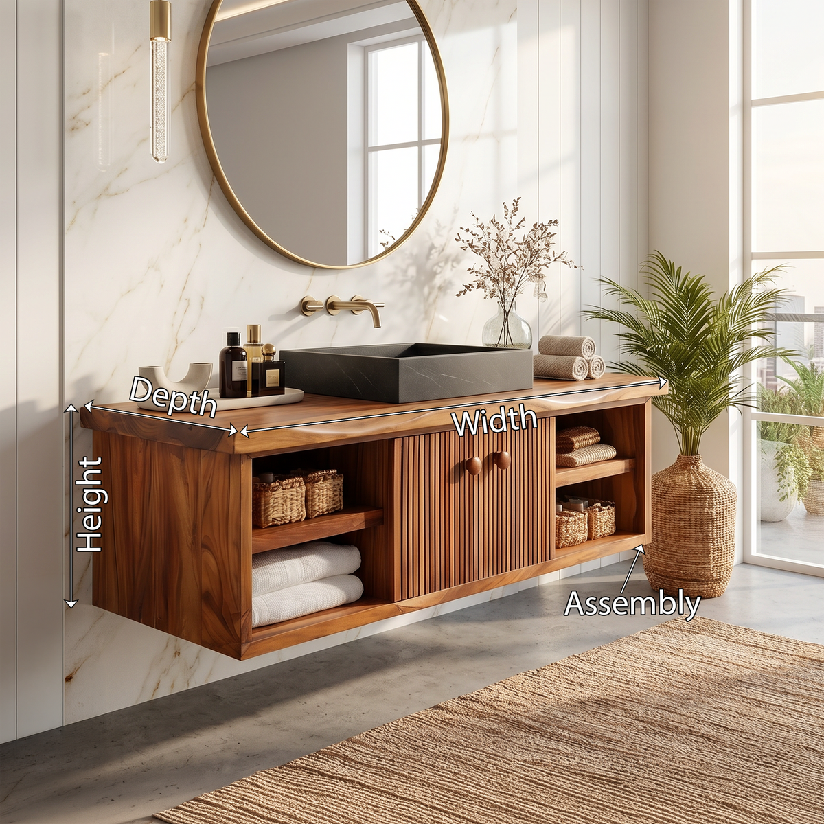 Minimalist Vanity Cabinet Bright Bathroom, solid wood, built to order, view 8