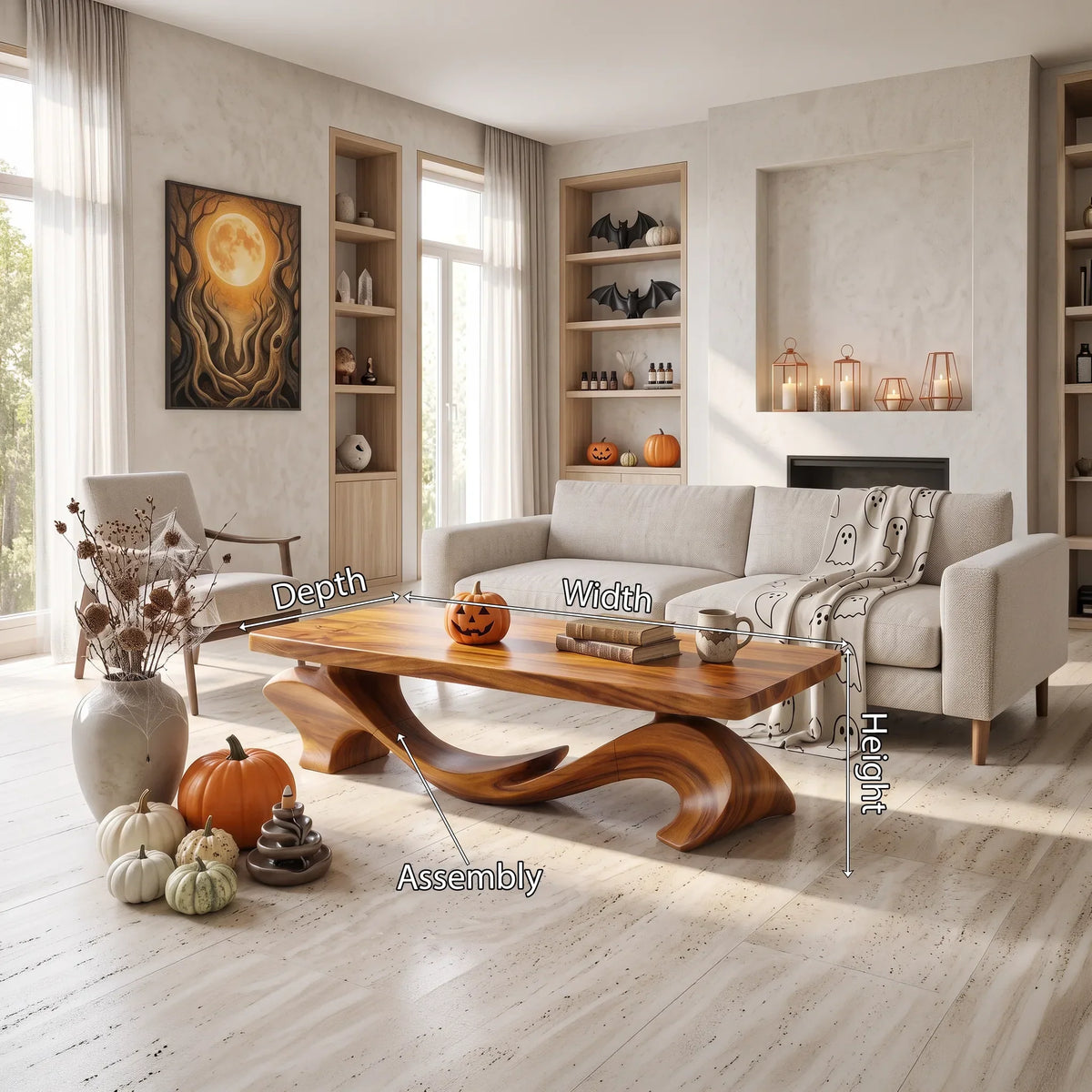 Organic Flowing Table, solid wood, built to order