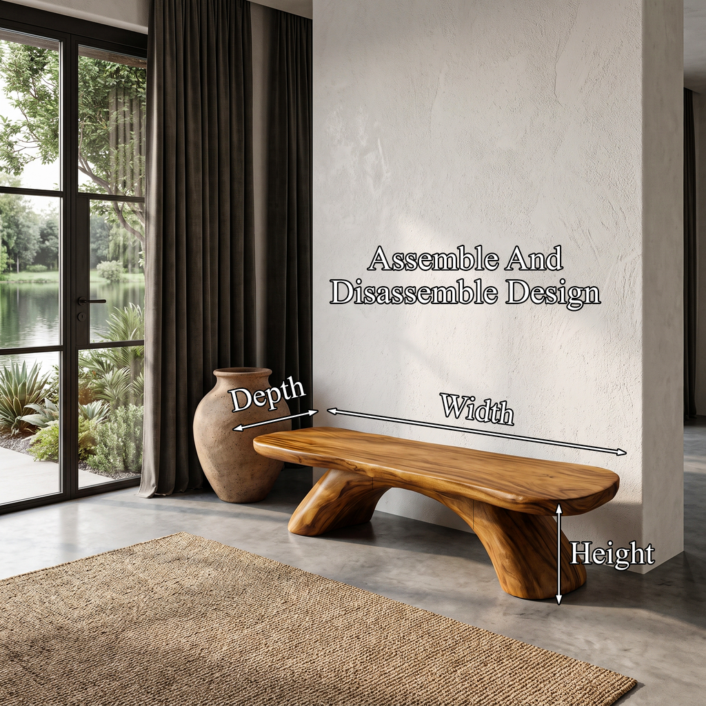 Organic Hallway Bench, solid wood, built to order, view 8