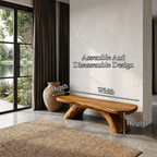 Organic Hallway Bench, solid wood, built to order, view 8