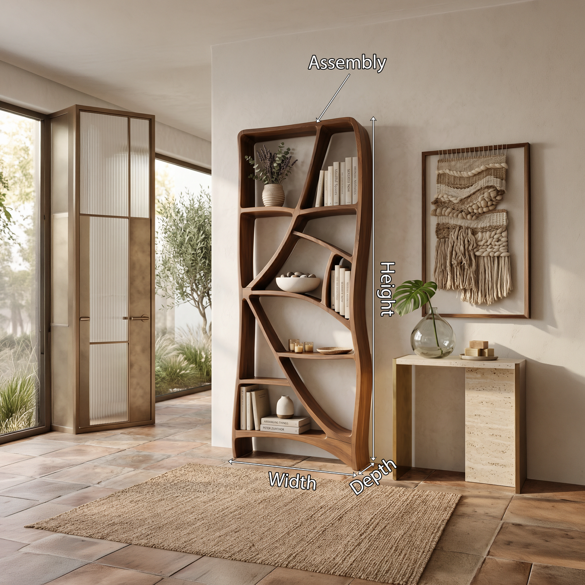 Minimalist Display Bookshelf, solid wood, built to order, view 8