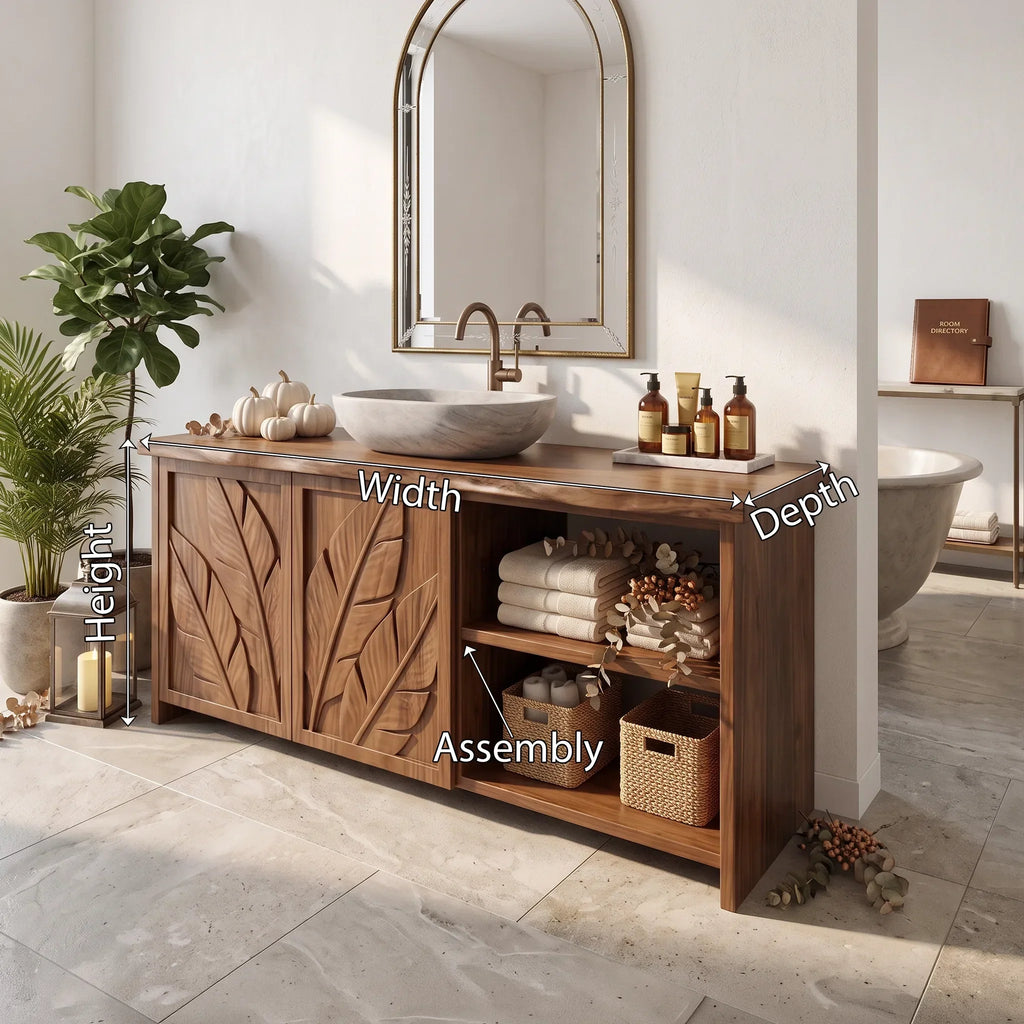 Handcrafted Bathroom Vanity Wellness Suite, solid wood, built to order